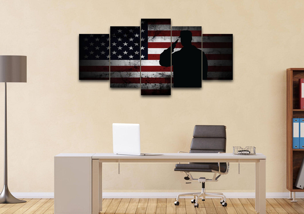 The Salute #3 - Army Rangers- Military Art- Rustic American Flag- Patriotic Wall Art- Navy Seals- Army Wall Decor- US Marines
