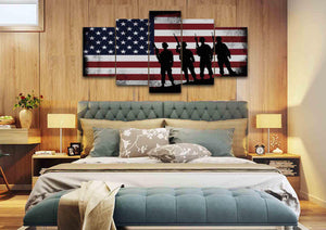 American Flag with Soldiers - Army Rangers- Military Art- Rustic American Flag- Patriotic Wall Art- Navy Seals- Army Wall Decor- US Marines