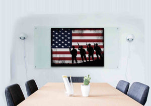 American Flag with Soldiers - Army Rangers- Military Art- Rustic American Flag- Patriotic Wall Art- Navy Seals- Army Wall Decor- US Marines