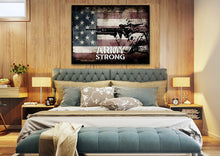 Load image into Gallery viewer, Army Strong Quote on American Flag with Soldiers  - Army Rangers- Military Art- Navy Seals- Army Wall Decor- US Marines-