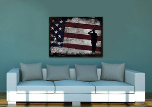 The Salute #7 - Army Rangers- Military Art- Rustic American Flag- Patriotic Wall Art- Navy Seals- Army Wall Decor- US Marines