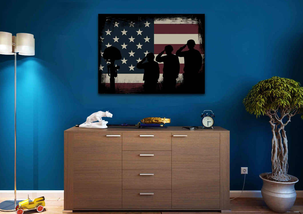 The Salute #5 - Army Rangers- Military Art- Rustic American Flag- Patriotic Wall Art- Navy Seals- Army Wall Decor- US Marines