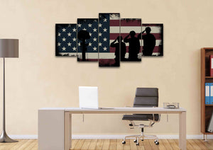 The Salute #5 - Army Rangers- Military Art- Rustic American Flag- Patriotic Wall Art- Navy Seals- Army Wall Decor- US Marines