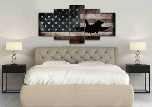 Navy Army Fighter Pilot #2 - Jet - Military Art- Rustic American Flag- Patriotic Wall Art- Airplane- Navy Pilot Wall Decor-