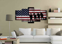 Load image into Gallery viewer, American Flag with Soldiers - Army Rangers- Military Art- Rustic American Flag- Patriotic Wall Art- Navy Seals- Army Wall Decor- US Marines