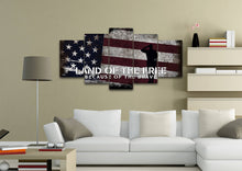 Load image into Gallery viewer, Land of the Free Quote on American Flag with Soldiers  - Army Rangers- Military Art- Navy Seals- Army Wall Decor- US Marines-
