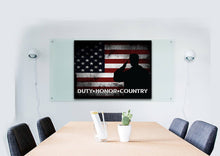 Load image into Gallery viewer, Duty Honor Country Quote on American Flag with Soldiers  - Army Rangers- Military Art- Navy Seals- Army Wall Decor- US Marines-