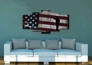 The Salute #7 - Army Rangers- Military Art- Rustic American Flag- Patriotic Wall Art- Navy Seals- Army Wall Decor- US Marines