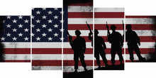 Load image into Gallery viewer, American Flag with Soldiers - Army Rangers- Military Art- Rustic American Flag- Patriotic Wall Art- Navy Seals- Army Wall Decor- US Marines