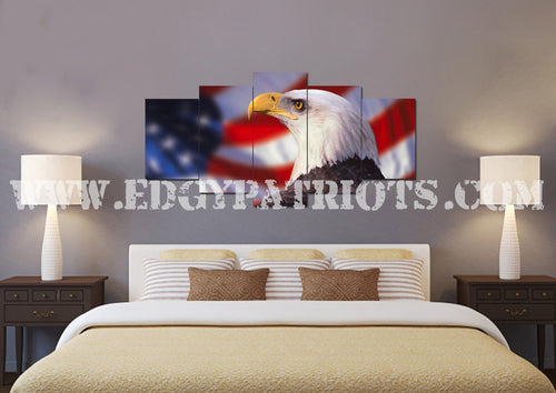 Bald Eagle with American Flag Wall Art Canvas - Army Rangers- Military Art- Patriotic Wall Art- Navy Seals- Army Wall Decor- US Marines