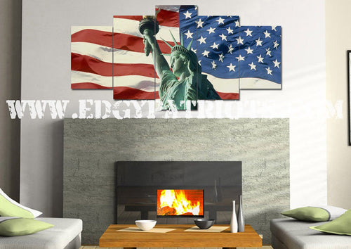Statue of Liberty with American Flag -Army Rangers- Military Art- Patriotic Wall Art- Navy Seals- Army Wall Decor- US Marines- Home Canvas