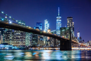 CANVAS New York City NYC Skyline NIGHT Brooklyn Bridge Tribute Lights Lower Manhattan Panoramic Photo Cityscape