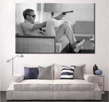 Load image into Gallery viewer, Steve Mcqueen Takes Aim - Canvas Wall Art Ready to Hang Poster