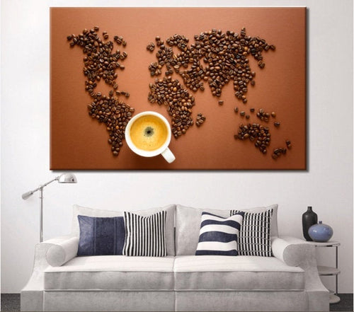 Kitchen Wall Art Kitchen Canvas Coffee World Map Wall Art