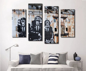 Banksy Prints | Banksy Canvas Art | Banksy Prints for Sale | Graffiti Canvas Art | 3 Wise Monkeys Banksy Reproduction