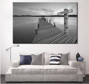 Valentines Day Gift for Him and Her | Personalized Lake Dock Canvas Wall Art