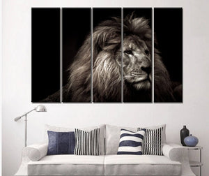 Black and White Lion Canvas Wall Art Set