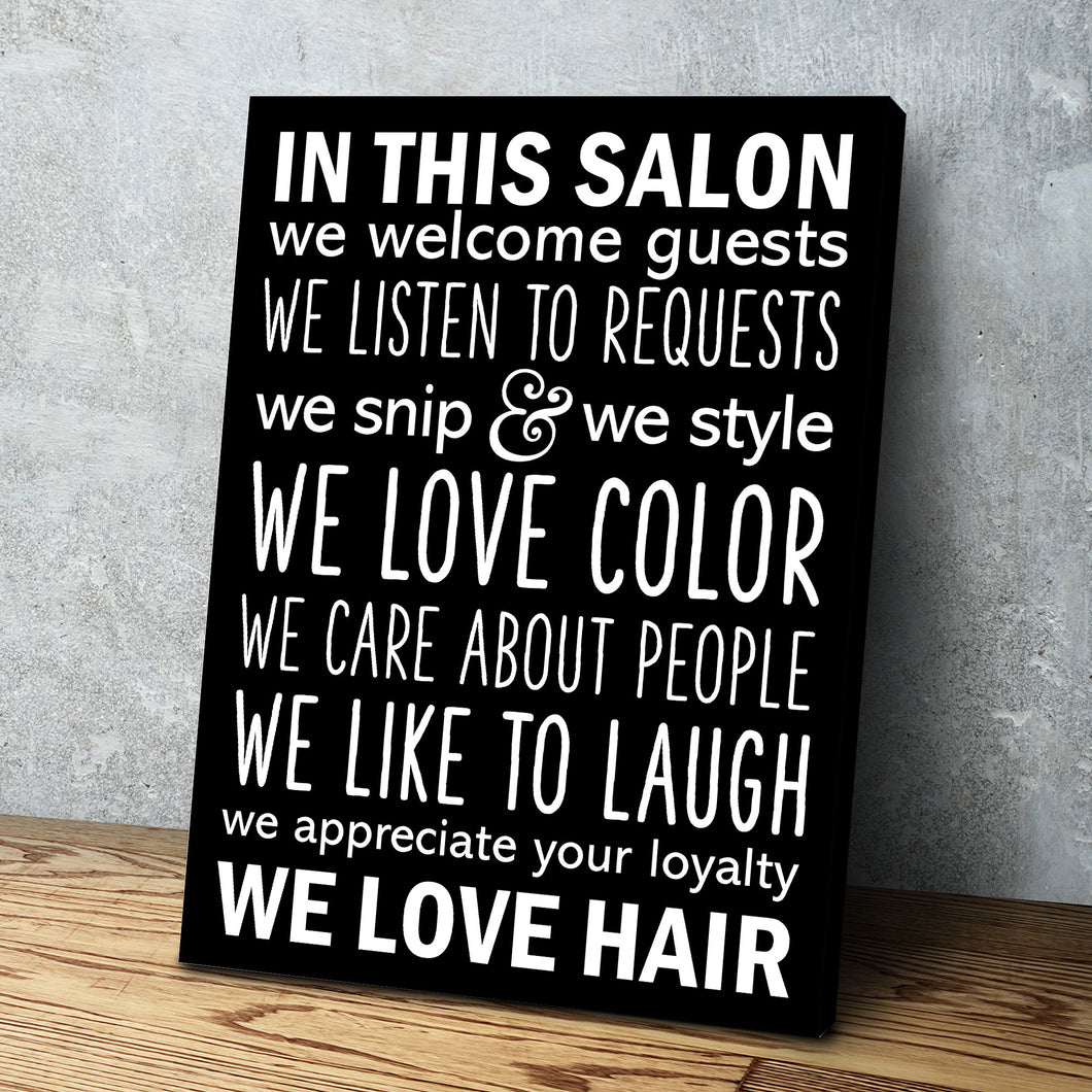 Salon Decor Ideas | Hair Salon Decor | Salon Rules Canvas Wall Art