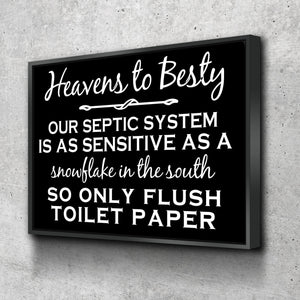 Septic System Sign - Bathroom Sign Wall Art Poster Canvas Wall Art Ready to Hang Various Sizes