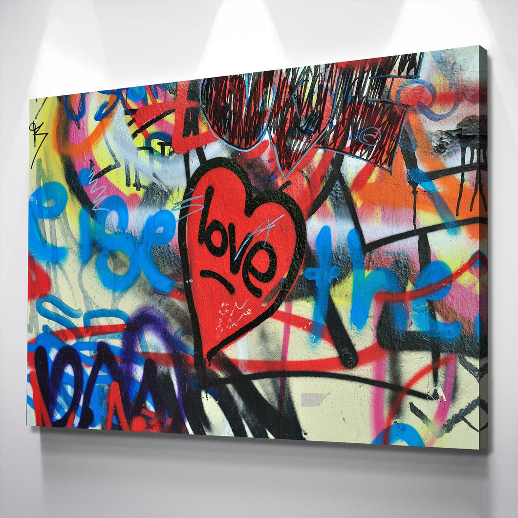 Love Hearts Graffiti (LH2) Print Poster Art Canvas Wall Art Ready to Hang Canvas