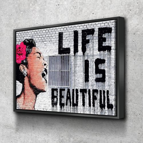Banksy Prints | Banksy Canvas Art | Banksy Prints for Sale | Graffiti Canvas Art | Life is Beautiful Reproduction