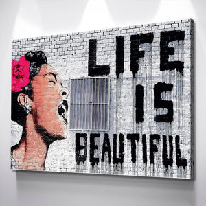 Banksy Prints | Banksy Canvas Art | Banksy Prints for Sale | Graffiti Canvas Art | Life is Beautiful Reproduction