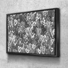 Load image into Gallery viewer, B&amp;W Love Hearts Graffiti Banksy Print Banksy Poster Banksy Art Canvas Wall Art Ready to Hang Canvas