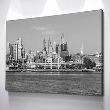 Load image into Gallery viewer, Philadelphia Skyline on Canvas, B&amp;W Large Wall Art, Philadelphia Print, Philadelphia art, Philadelphia Photo, Philadelphia Canvas, Panoramic