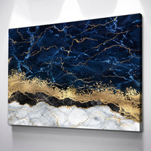 Load image into Gallery viewer, Blue Gold Marble Canvas , Luxury Wall Art, Abstract Wall Decor, Navy Blue Abstract, Modern Artwork, Oversize Canvas Art, Contemporary Art