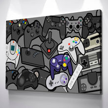 Load image into Gallery viewer, Game Controllers - Video Gamer Decor - Gamer Wall Art Poster Canvas Wall Art Ready to Hang Various Sizes