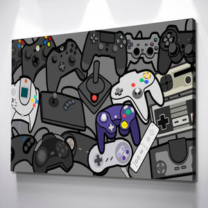 Game Controllers - Video Gamer Decor - Gamer Wall Art Poster Canvas Wall Art Ready to Hang Various Sizes