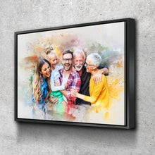 Load image into Gallery viewer, Custom Portrait From Picture, Watercolor Portrait Art, Gift From Wife, Family Portrait, Photo Gift From Kids, Memory gift, Canvas Art