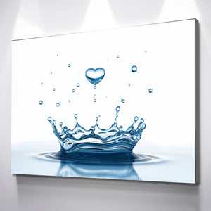 Heart Drop Water Bathroom Wall Art | Bathroom Wall Decor | Bathroom Canvas Art Prints | Canvas Wall Art