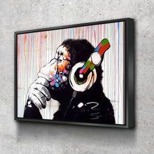 Load image into Gallery viewer, Banksy Prints | Banksy Canvas Art | Banksy Prints for Sale | Graffiti Canvas Art | DJ Monkey Colored Rain Graffiti Reproduction