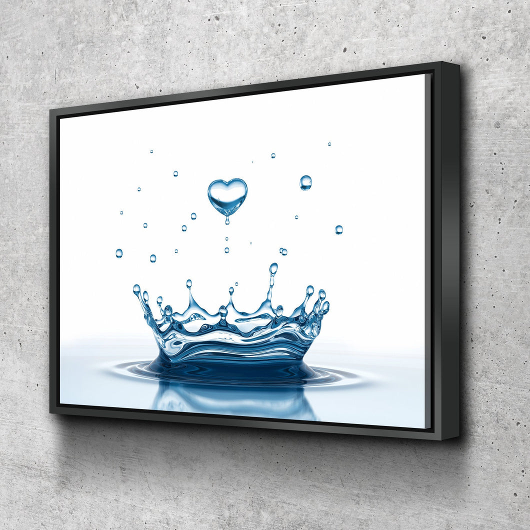 Heart Drop Water Bathroom Wall Art | Bathroom Wall Decor | Bathroom Canvas Art Prints | Canvas Wall Art