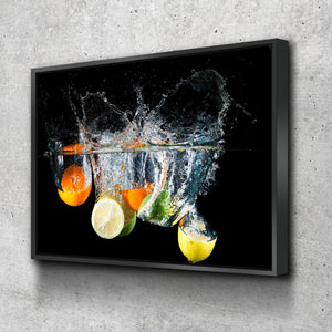 Kitchen Wall Art | Kitchen Canvas Wall Art | Kitchen Prints | Kitchen Artwork | Fruit Water Splash Oranges