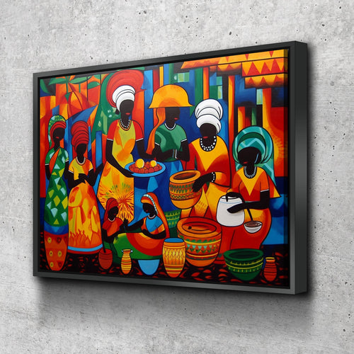African Wall Art | Abstract African art | Canvas Wall Art | African Women Colorful Abstract v3