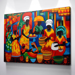 African Wall Art | Abstract African art | Canvas Wall Art | African Women Colorful Abstract v3