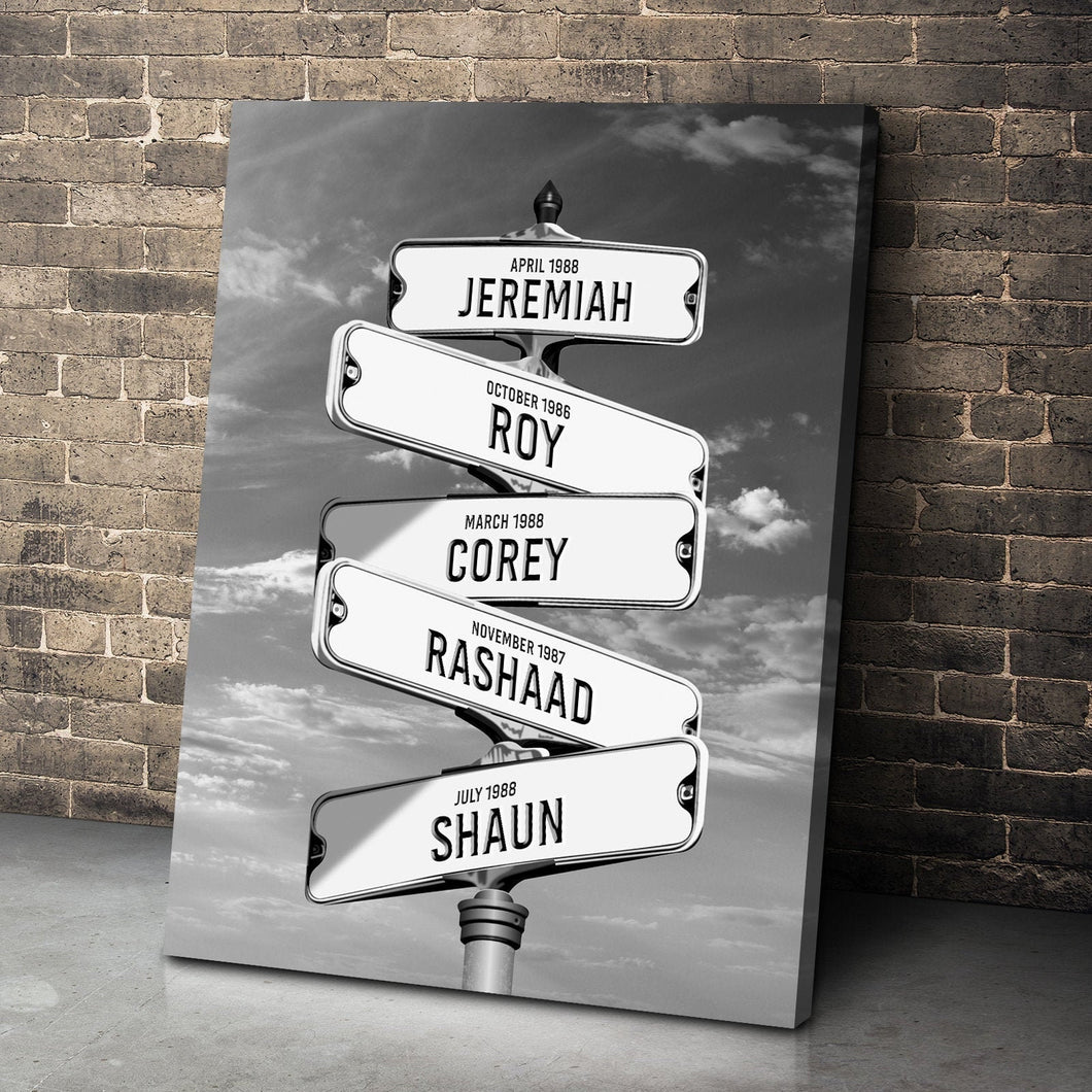 Personalized Street Sign Multi-Name Custom Canvas Wall Art Personalized Canvas Wall Art Various Sizes Ready to Hang