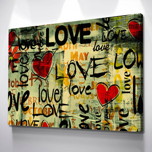 Love Hearts Graffiti Calendar Print Poster Art Canvas Wall Art Ready to Hang Canvas