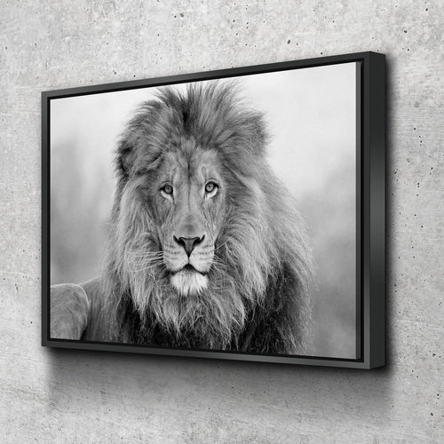 Lion Wall Art | Lion Canvas | Black and White Lion Canvas Wall Art Set