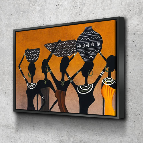 African Wall Art | African Canvas Art | Canvas Wall Art | African Women w/ Water Pot