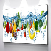Load image into Gallery viewer, Kitchen Wall Art | Kitchen Canvas Wall Art | Kitchen Prints | Kitchen Artwork | White Fruit Water Splash