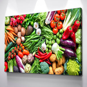 Kitchen Wall Art | Kitchen Canvas Wall Art | Kitchen Prints | Kitchen Artwork | Fresh Organic Vegetables