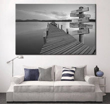 Load image into Gallery viewer, Lake Decor Pictures | Lake Dock Personalized Wall Art with Names | Personalized Family Wall Art | Canvas with Family Names
