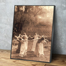 Load image into Gallery viewer, Circle Of Witches Vintage Women Dancing Canvas Wall Art Portrait | Halloween Sign | Halloween Decoration | Spooky Funny Halloween Sign | Ha