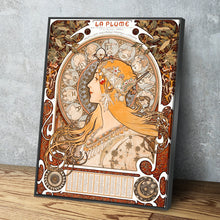 Load image into Gallery viewer, Alphonse Maria Mucha&#39;s Zodiaque or La Plume Art Print Portrait Vintage Poster Canvas Wall Art Décor Gift