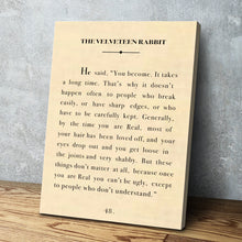 Load image into Gallery viewer, The Velveteen Rabbit Vintage Book Page Literary Quote Art Print Portrait Vintage Poster Canvas Wall Art Décor Gift