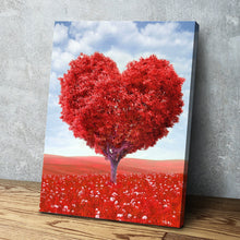 Load image into Gallery viewer, Red Tree Heart Portrait Bathroom Wall Art | Living Room Wall Art | Bathroom Wall Decor | Bathroom Canvas Art Prints | Canvas Wall Art