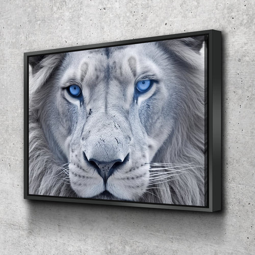 Lion Wall Art | Lion Canvas | Living Room Bedroom Canvas Wall Art Set | Blue Eyed Arctic Lion